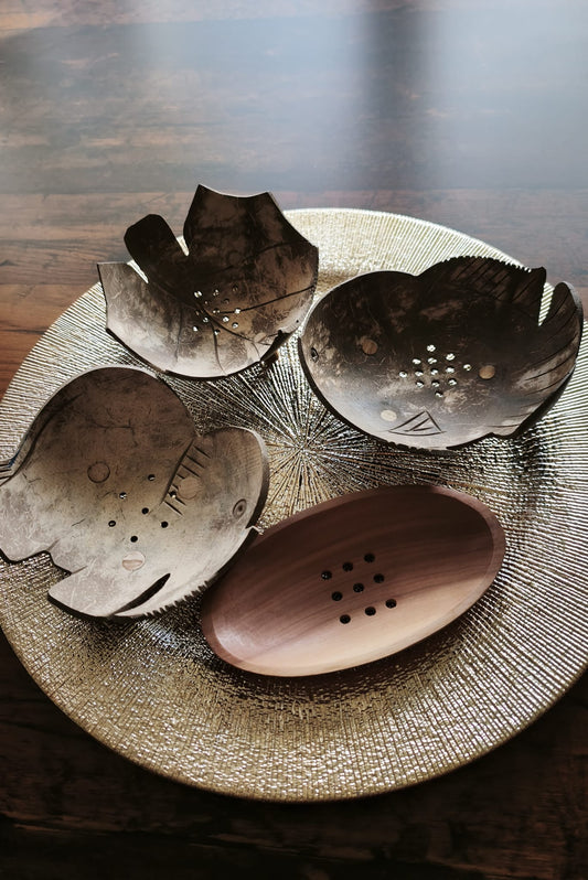 Natürliche Kokosnuss-Seifenschale – verschiedene Formen